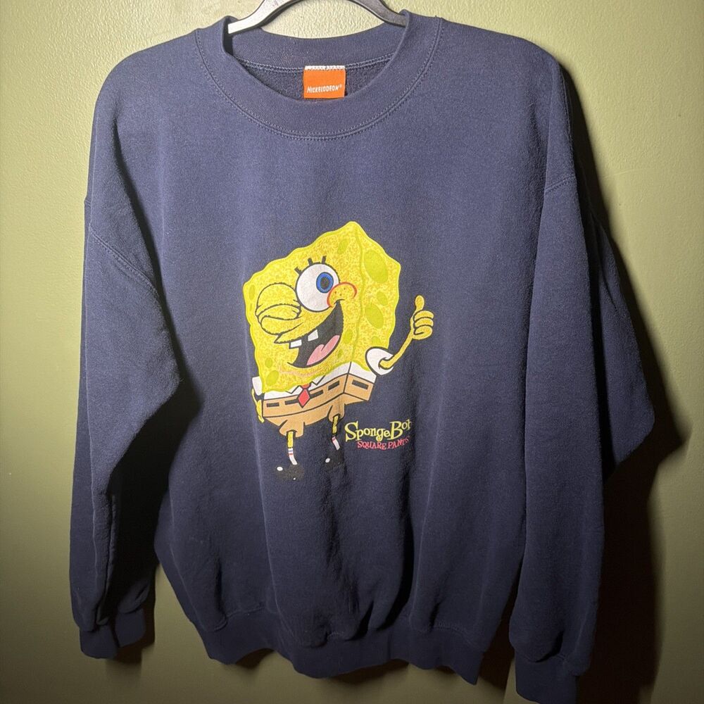 Vintage 2002 SpongeBob SquarePants Crewneck Sweatshirt Navy large Y2K Rare